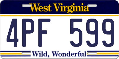 WV license plate 4PF599