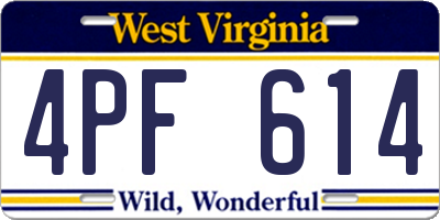 WV license plate 4PF614