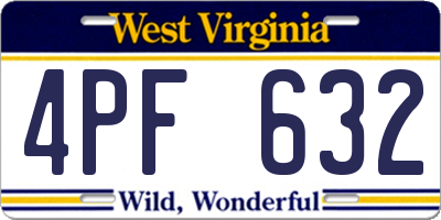 WV license plate 4PF632