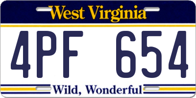 WV license plate 4PF654