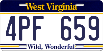WV license plate 4PF659