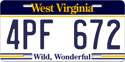 WV license plate 4PF672