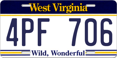 WV license plate 4PF706