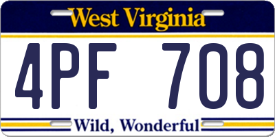 WV license plate 4PF708