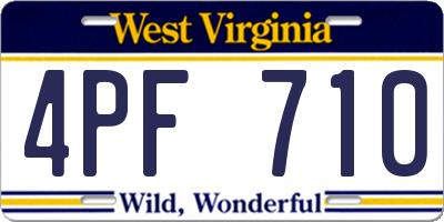 WV license plate 4PF710