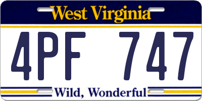 WV license plate 4PF747