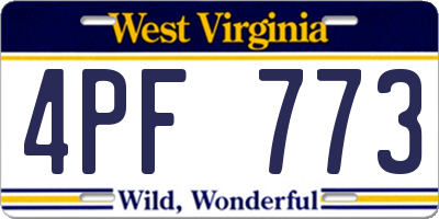 WV license plate 4PF773