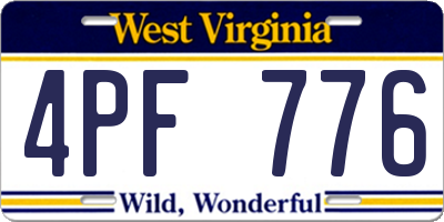 WV license plate 4PF776