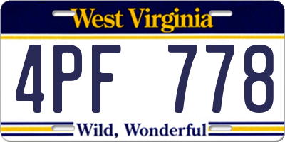 WV license plate 4PF778