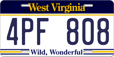 WV license plate 4PF808