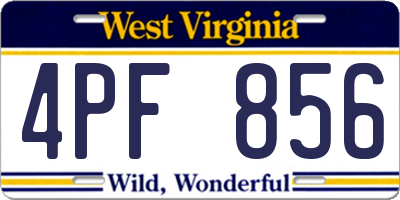 WV license plate 4PF856