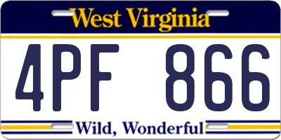 WV license plate 4PF866