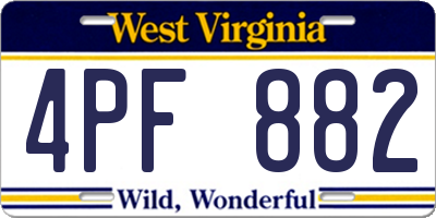 WV license plate 4PF882