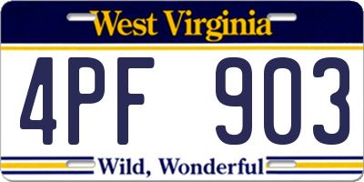 WV license plate 4PF903