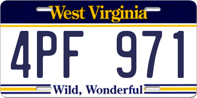WV license plate 4PF971
