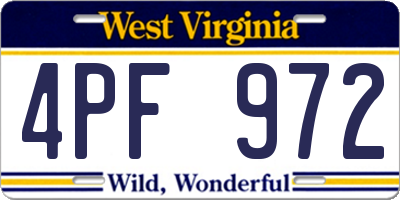 WV license plate 4PF972