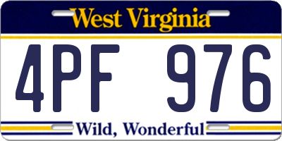 WV license plate 4PF976