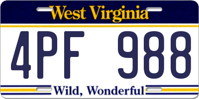 WV license plate 4PF988