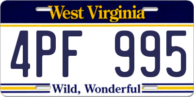 WV license plate 4PF995