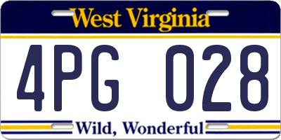 WV license plate 4PG028
