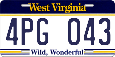 WV license plate 4PG043