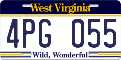 WV license plate 4PG055