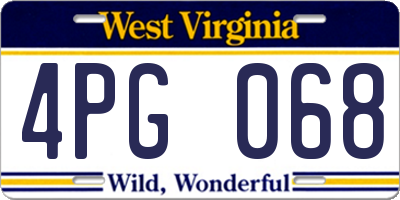 WV license plate 4PG068