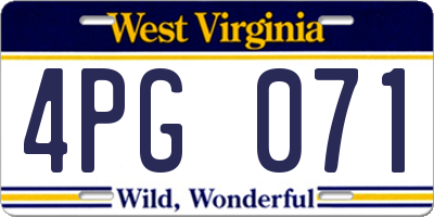 WV license plate 4PG071