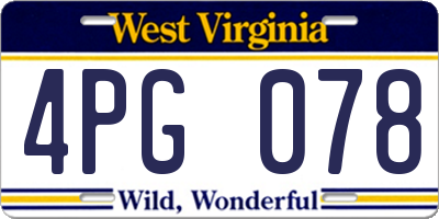 WV license plate 4PG078
