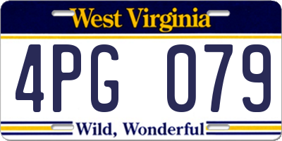 WV license plate 4PG079