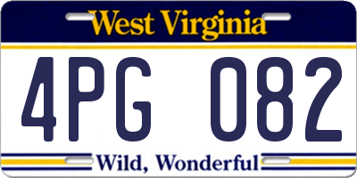 WV license plate 4PG082