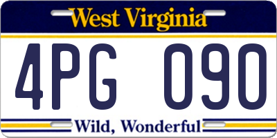 WV license plate 4PG090