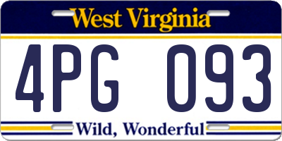 WV license plate 4PG093