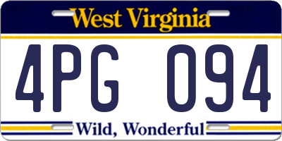 WV license plate 4PG094