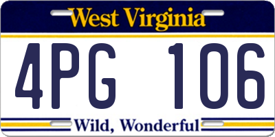 WV license plate 4PG106