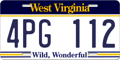 WV license plate 4PG112