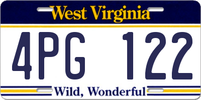 WV license plate 4PG122