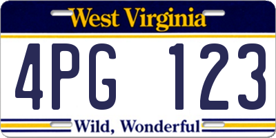 WV license plate 4PG123