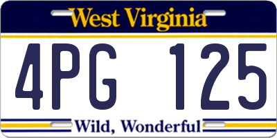 WV license plate 4PG125