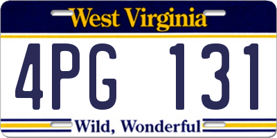 WV license plate 4PG131