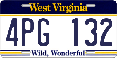 WV license plate 4PG132