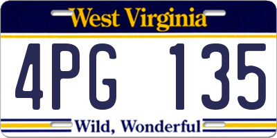 WV license plate 4PG135