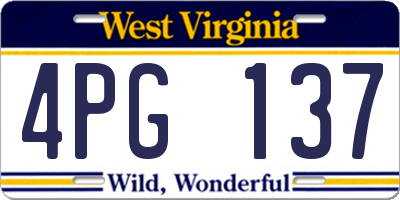 WV license plate 4PG137