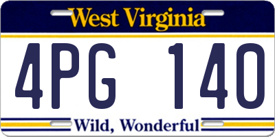 WV license plate 4PG140