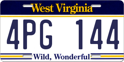 WV license plate 4PG144
