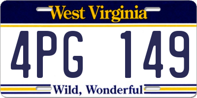 WV license plate 4PG149