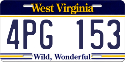 WV license plate 4PG153