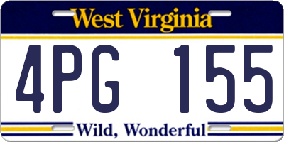WV license plate 4PG155