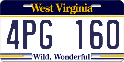 WV license plate 4PG160