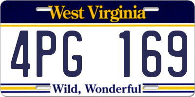 WV license plate 4PG169